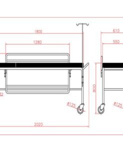 Alternative view of Chromed Stretcher with Castors and Railing