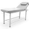 2 Sections Steel Fixed Treatment Table White